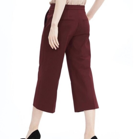 Banana Republic Monogram Pleated Gaucho Pants Black Rose 0 - Picture 3 of 16